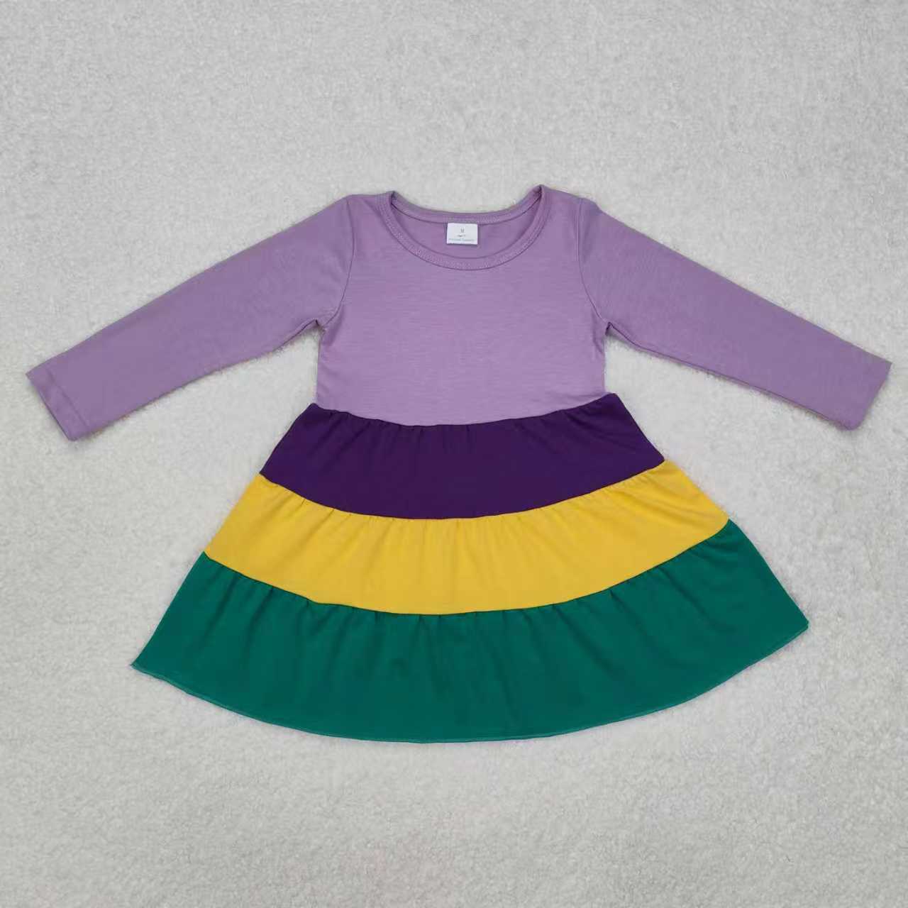 Sibling Baby Boys Girls Kids Mardi Gras Purple Green Yellow Print Shirts Dresses