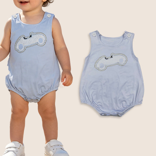Baby Boys Infant Blue Sleeveless Car Summer Bubble Romper RTS