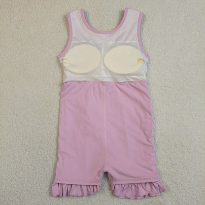 Baby Girls Sleeveless Ruffle Knee Length Yoga Pink Dress with Shorts