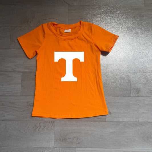 No moq Preorder Baby Boy Kids Short Sleeves Orange Vinyl Shirt Team Clothes