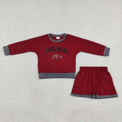 Sibling Baby Girls Kids Long Sleeves Shirts Pockets Shorts Cotton Sets Team Clothes