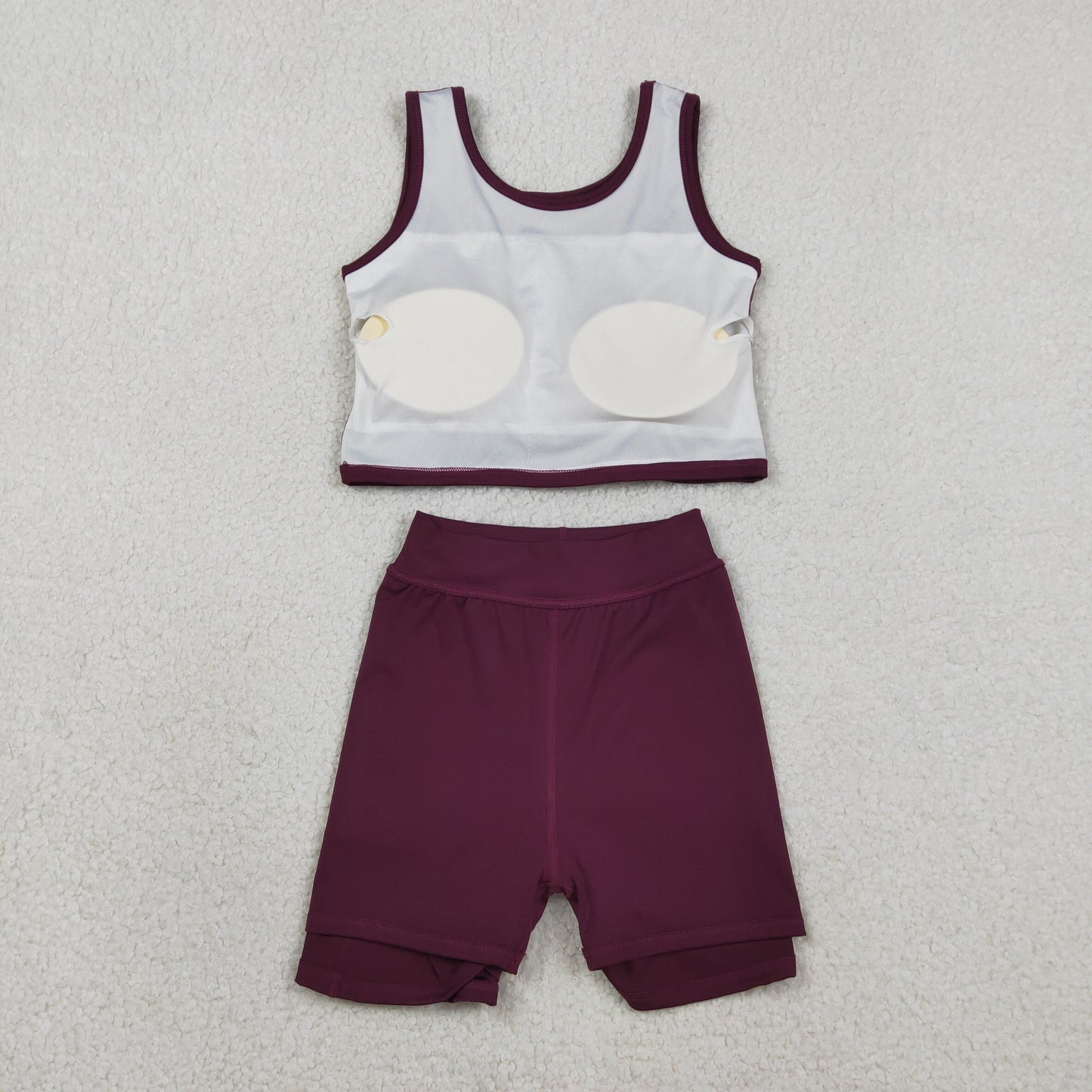 RTS Baby Girls Kids Sleeveless Dark Red Tops Shorts Skirt Yoga Active Set