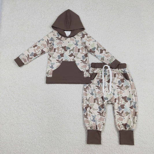 Baby Boys Long Sleeves Dogs Ducks Deer Camo Pocket Hoodie Shirt Pants Hunting Set