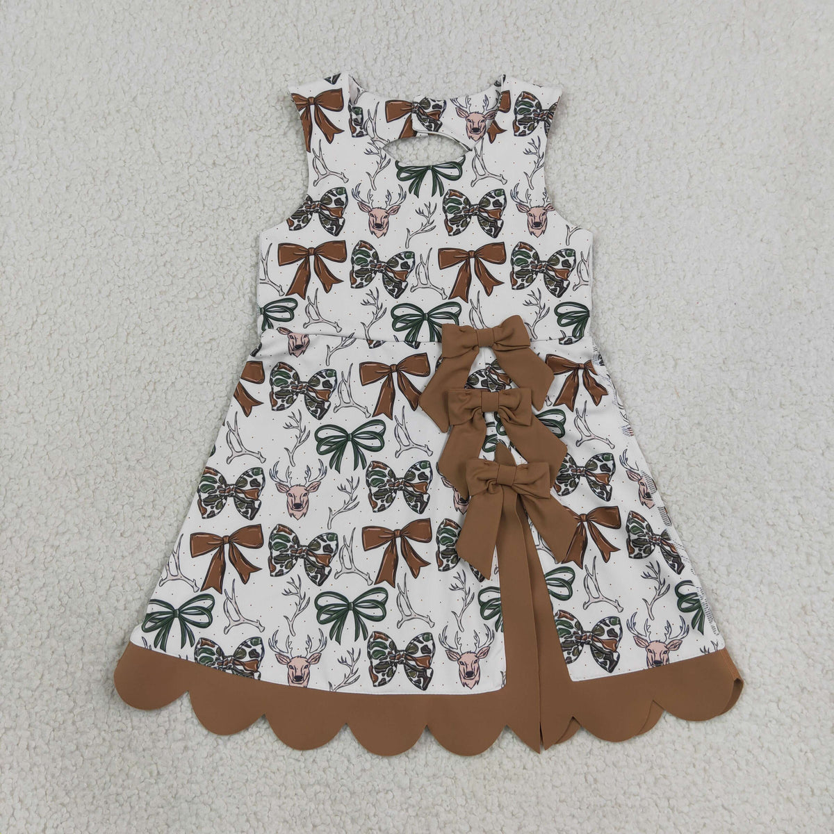 Baby Girls Kids Deer Bows Yoga Active Scallop Dress Hunting Clothes