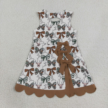Baby Girls Kids Deer Bows Yoga Active Scallop Dress Hunting Clothes