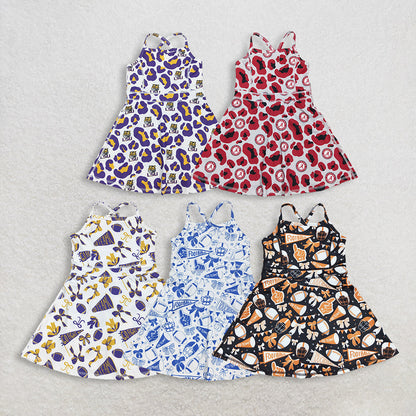 RTS Sibling Baby Girl Kids Sleeveless Cheer Team Knee Length Yoga Active Dresses