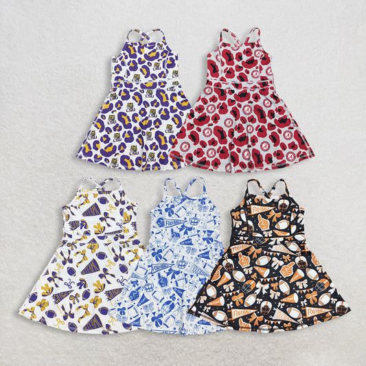 RTS Sibling Baby Girl Kids Sleeveless Cheer Team Knee Length Yoga Active Dresses