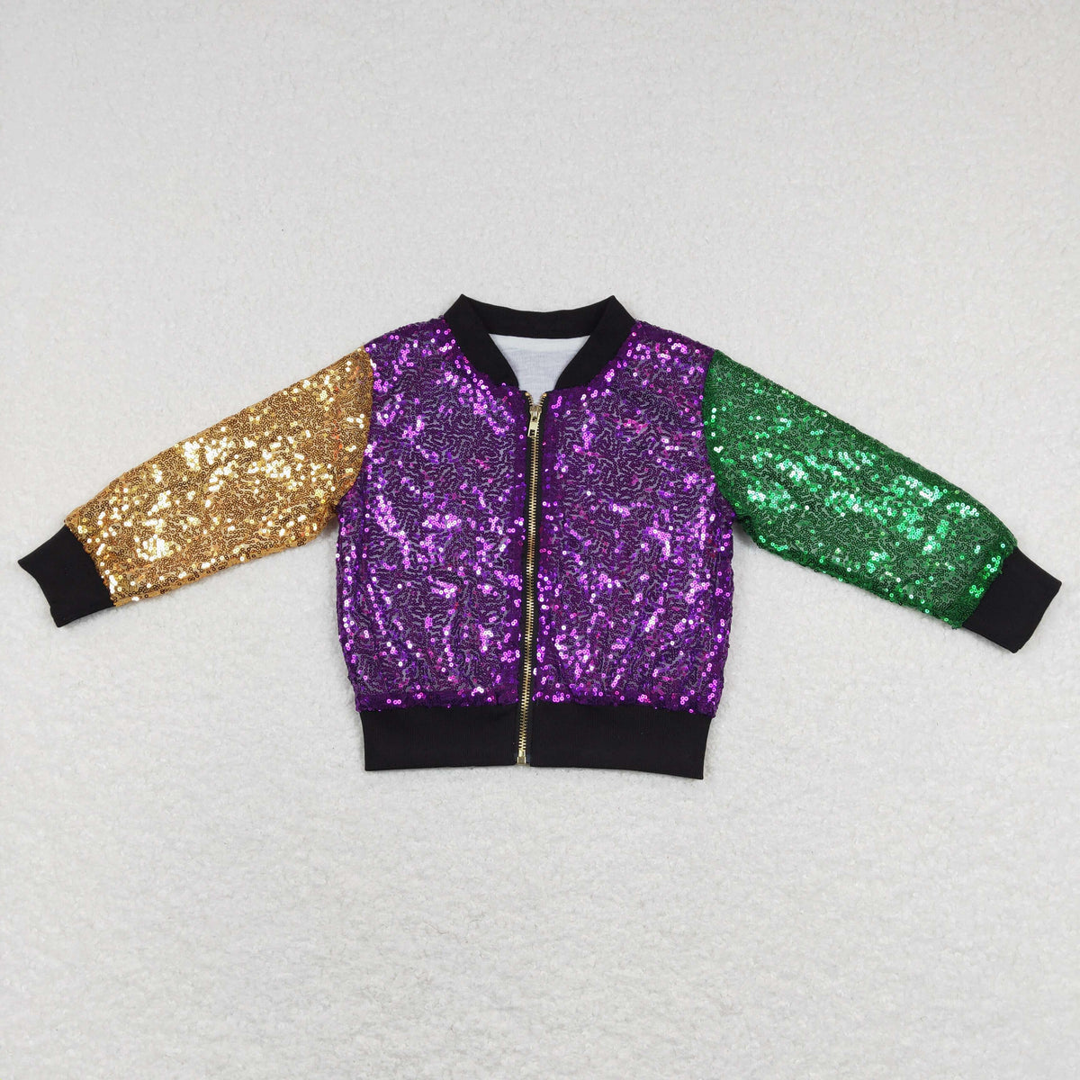 Baby Boys Girls Kids Long Sleeves Mardi Gras Zipper Sequins Coat Jacket RTS