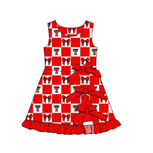 Moq 5 Custom Baby Girls Kids Sleeveless Bows Shorts Knee Length Team Dress Cheer Clothes