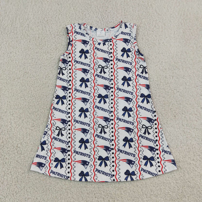 Baby Girls Kids Sleeveless Bows Team Knee Length Ruffle Dress Clothes