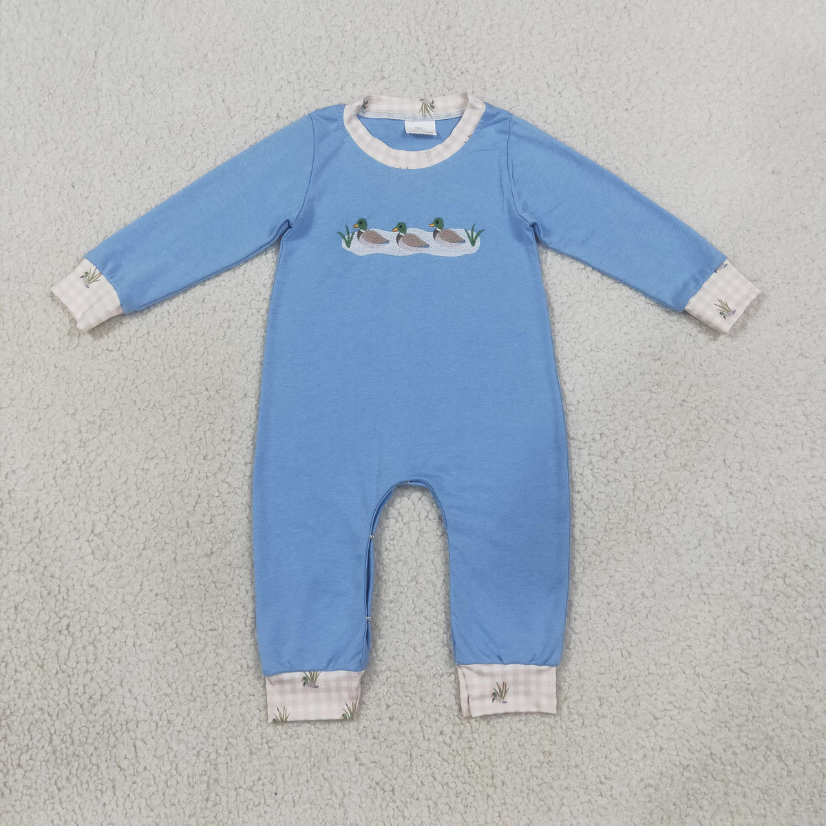 Sibling Baby Boys Long Sleeves Embroidery Ducks Rompers RTS