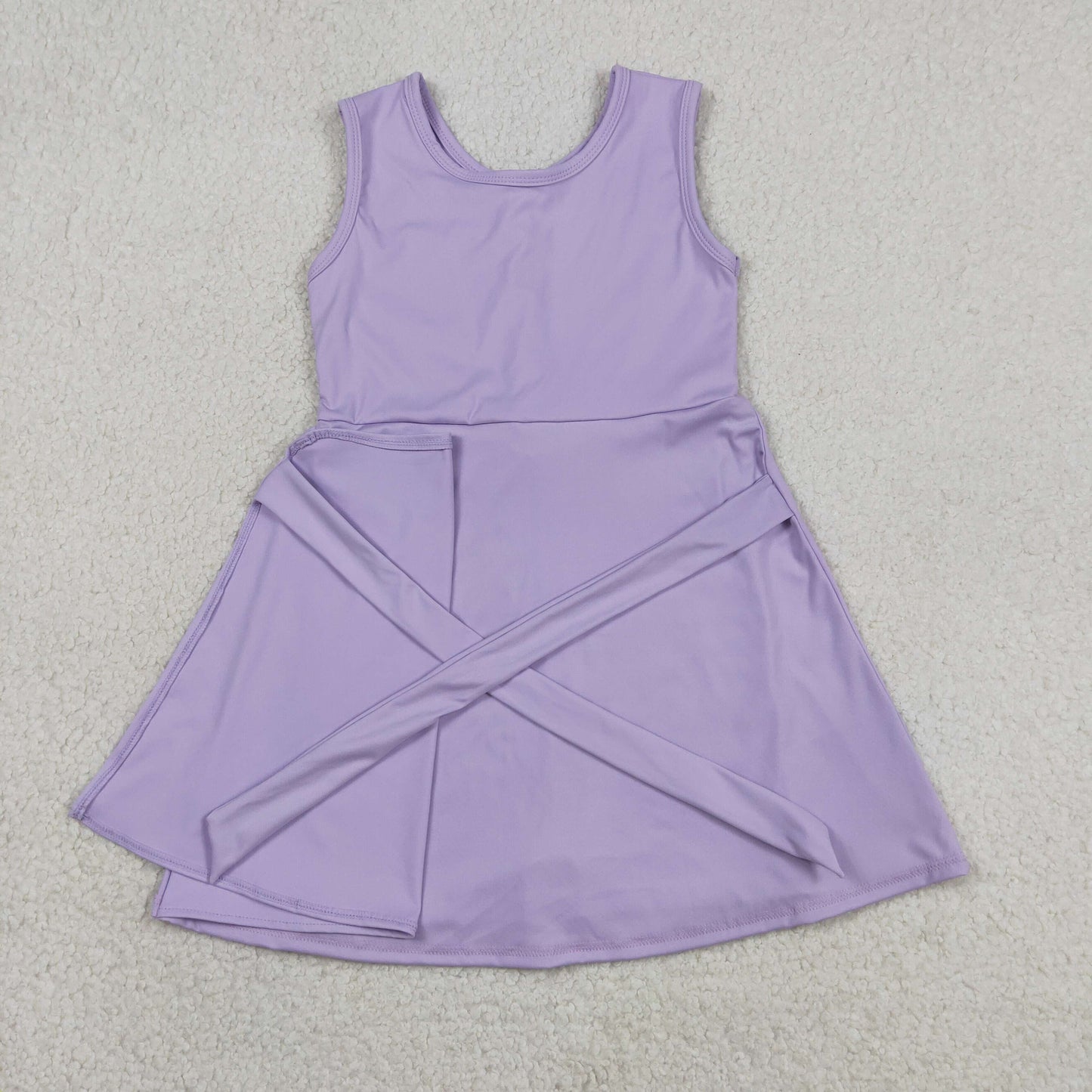 Baby Girls Sleeveless Purple Bow Shorts Knee Length Yoga Active Dress