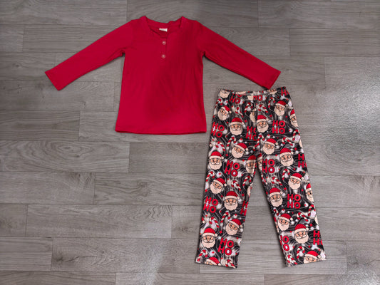 No moq Preorder Baby Boys Kids Long Sleeves Red Shirt Christmas Santa Pants Set Clothes