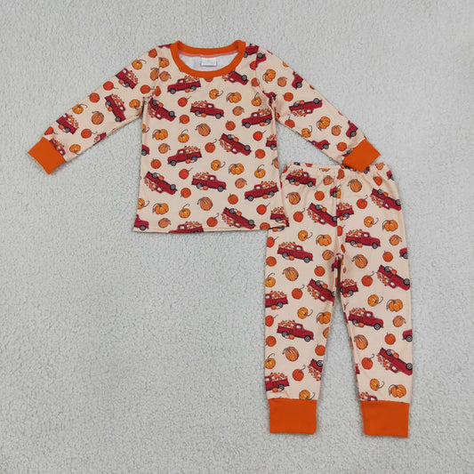 Baby Boys Kids Long Sleeves Pumpkins Trucks Shirt Pants Set Pajamas Fall Clothes