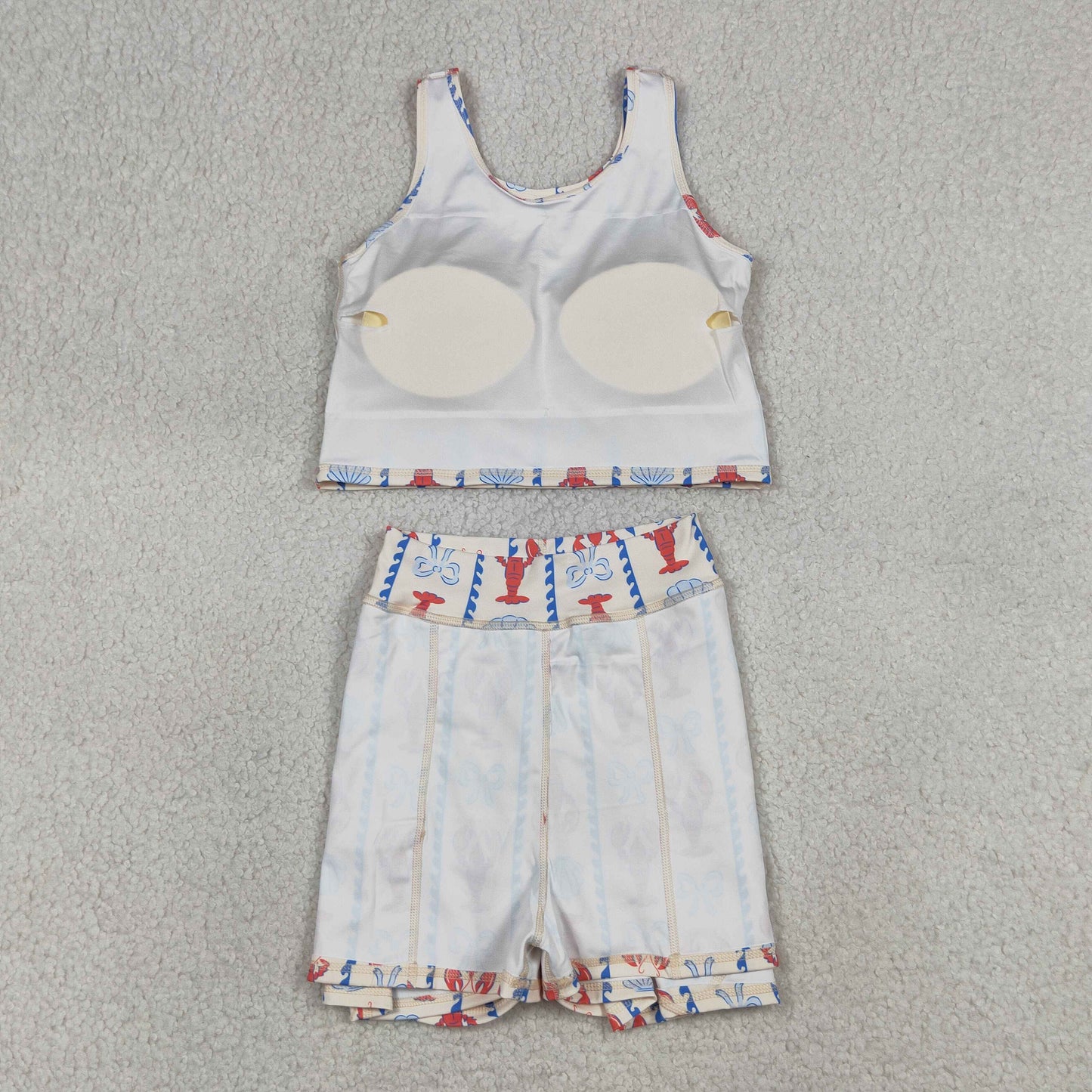 Baby Girls Kids Sleeveless Crayfish Bows Tops Shorts Skirt Yoga Active Clothes Set RTS