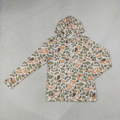 Sibling Adult Women Long Sleeves Hoodie Zipper Camo Pullovers Shirts Clothes