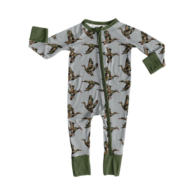 Moq 5 Preorder Baby Boys Infant Long Sleeves Camo Ducks Zipper Footie Sleeper Romper Clothes