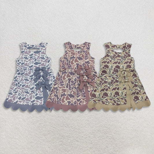 Sibling Baby Girls Kids Camo Bows Shorts Scallop Dresses Yoga Active Clothes