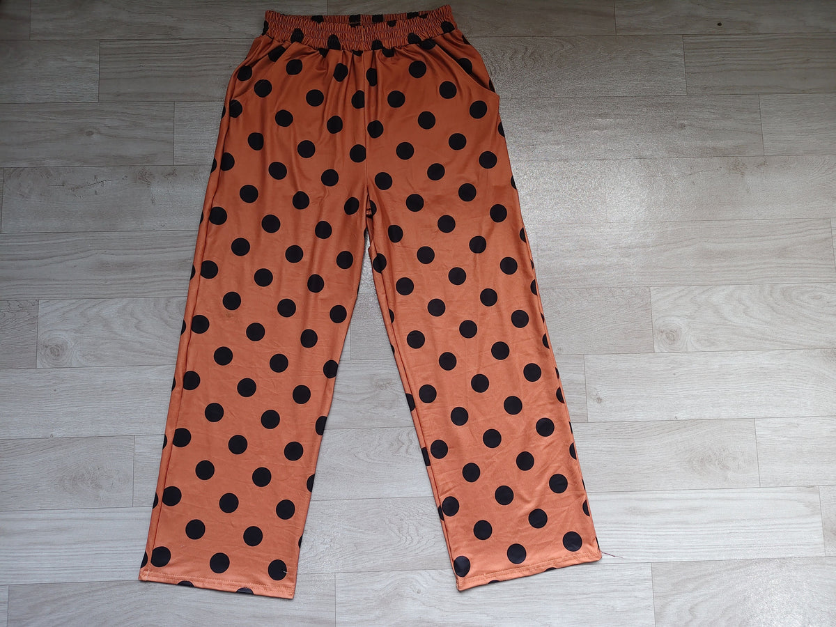 No moq Preorder Adult Women Dots Pockets Brown Pants Bottom Clothes