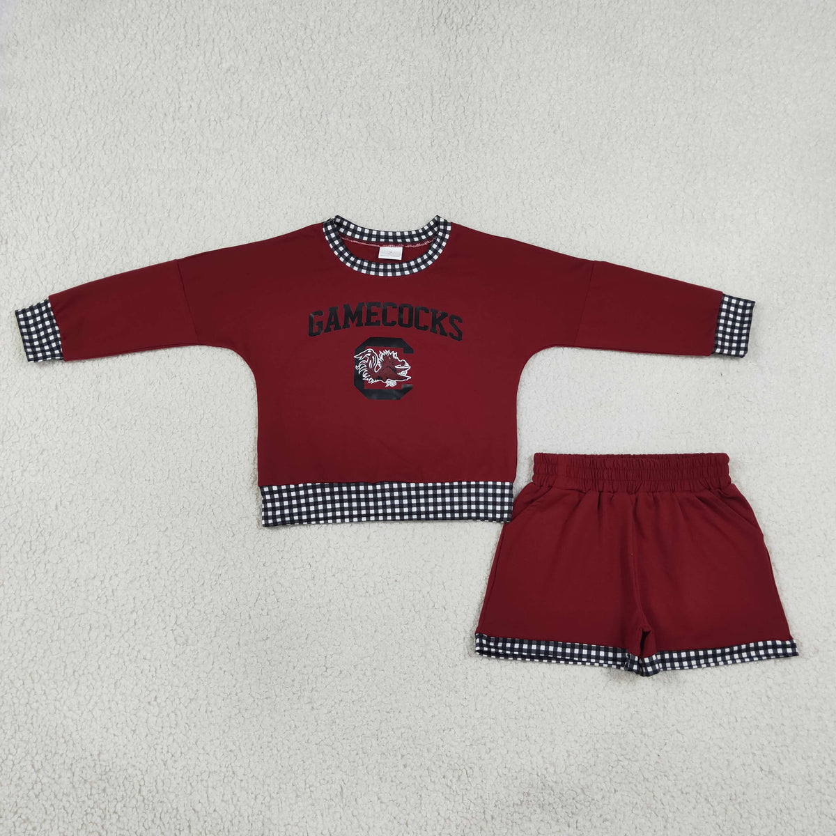 Baby Girls Kids Long Sleeves Chicken Shirt Shorts Red Cotton Set Team Clothes