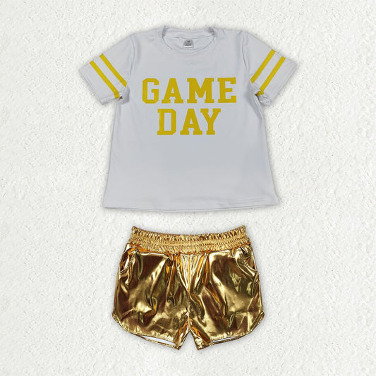 Baby Girls Kids Short Sleeves Game Day Shirt Pockets Shorts Set Team Clothes