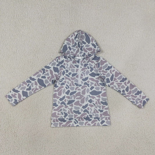 Sibling Baby Boys Adult Long Sleeves Grey Camo Zipper Hoodie Pockets Pullovers Family