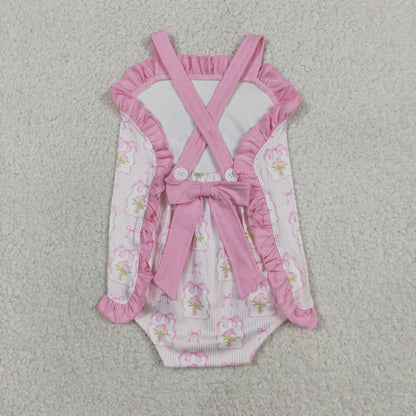 Baby Girls Kids Sleeveless Pink Bows Flower Summer Romper