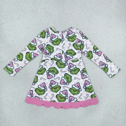 Sibling Baby Girls Kids Long Sleeves Christmas Bows Scallop Dresses Yoga Active Clothes