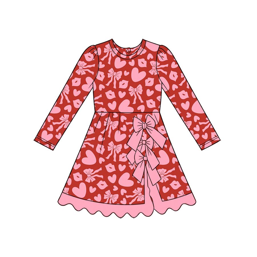 Moq 5 Preorder Baby Girls Kids Hearts Bows Valentine Shorts Scallop Dress Yoga Active Clothes