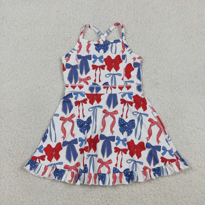 Sibling Baby Girl Kids Sleeveless Bows Knee Length Yoga Active Dresses
