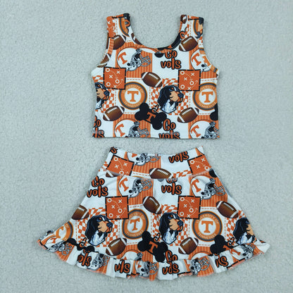 Baby Girls Kids Dogs Football Tops Shorts Skirt Team Yoga Clothes Set