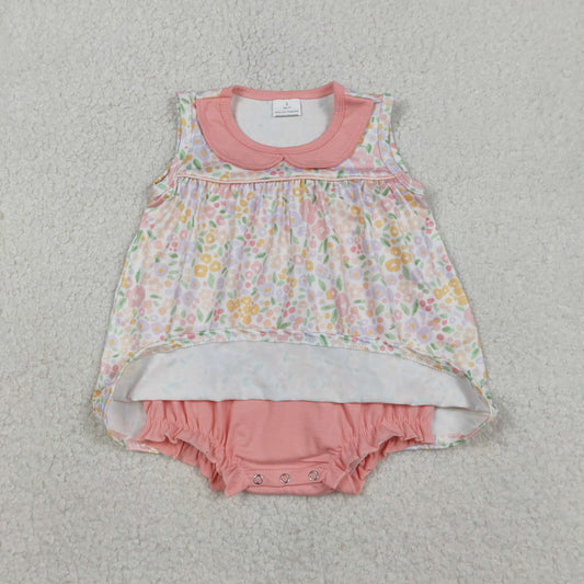 RTS Baby Girls Infant Sleeveless Floral Tunic Pink Bummie Romper