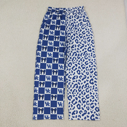 Adult Women Bows Blue Leopard Pockets Pants Bottoms Team Clothes