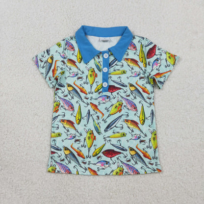 RTS Sibling Baby Boys Kids Short Sleeves Fishing Shirt Romper Summer Clothes