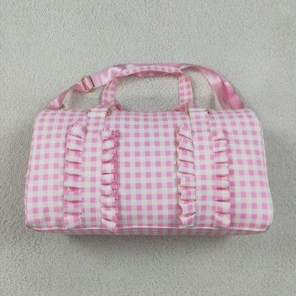 Baby Girls Kids Adult Bows Pink Plaid Travel Package Gym Ruffle Bags RTS