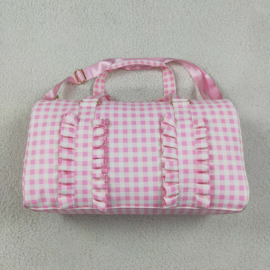Baby Girls Kids Adult Bows Pink Plaid Travel Package Gym Ruffle Bags RTS