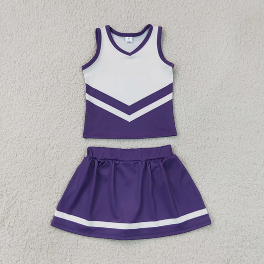 Baby Girls Kids Sleeveless Tops Purple Skirt Shorts Set Yoga Team Clothes