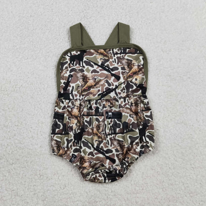 RTS Baby Boys Kids Short Sleeves Shirt Ducks Dogs Camo Pockets Shorts Hunting Clothes Set