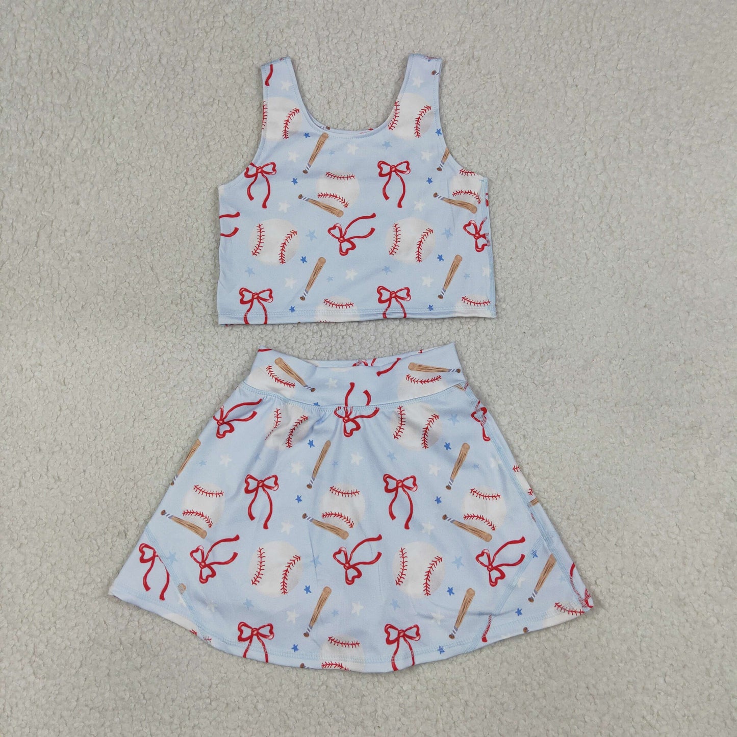 Sibling Baby Girls Kids Crawfish Baseball Bows Tops Shorts Skirt Skort Yoga Active Sets Clothes