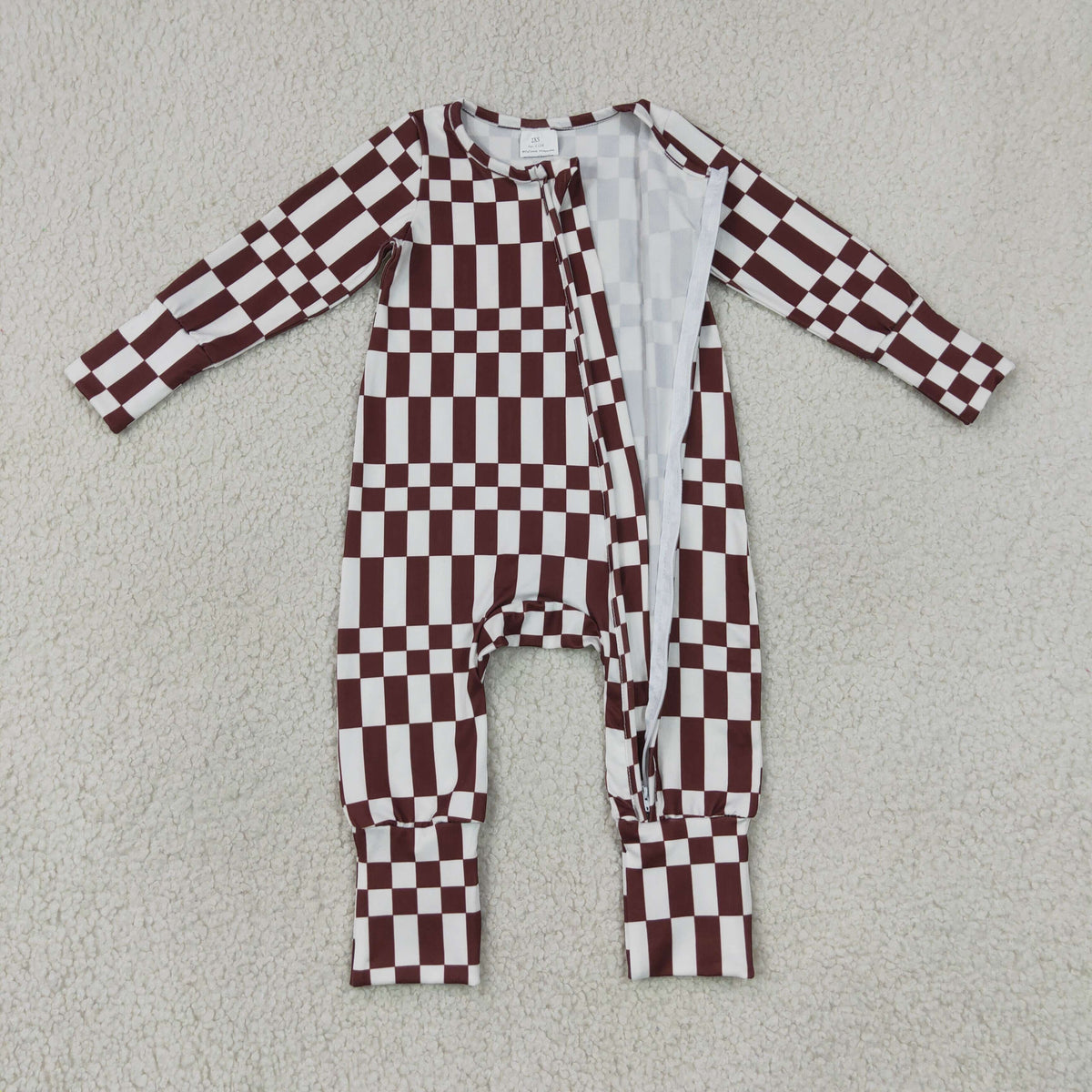 Sibling Baby Boys Long Sleeves Plaid Zipper Footie Sleeper Rompers
