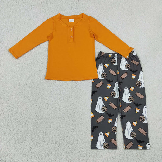 Sibling Baby Boys Kids Long Sleeves Shirts Pumpkins Ghosts Pants Set Halloween Clothes