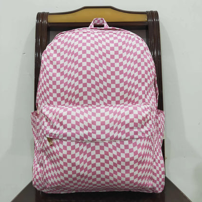 USA Shop Baby Kids Girls Pink Plaid Backpack Zip Back Bag