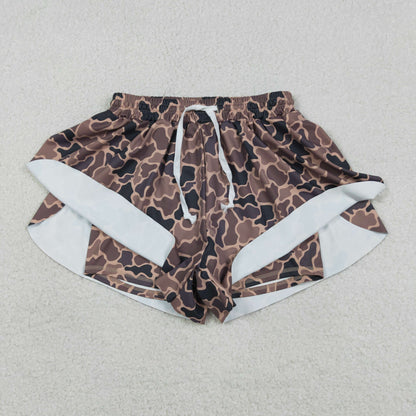 Adult Women Brown Camo Yoga Southern Shorts Bottoms