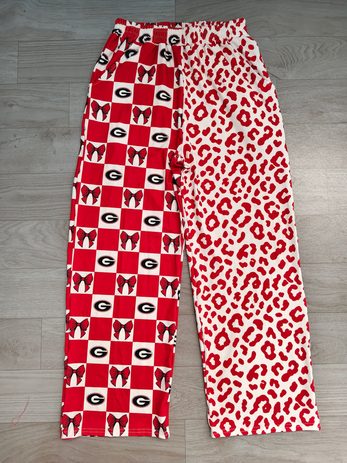 No moq Preorder Adult Women Bows G Leopard Pockets Pants Bottoms Team Clothes