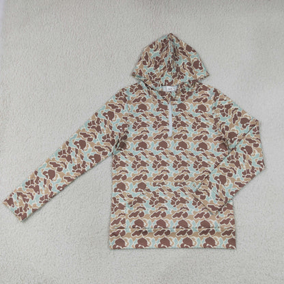 Sibling Adult Women Long Sleeves Hoodie Zipper Camo Pullovers Shirts Clothes