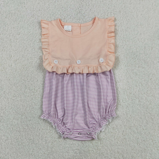 Baby Girls Infant Summer Purple Stripes Bubble Romper