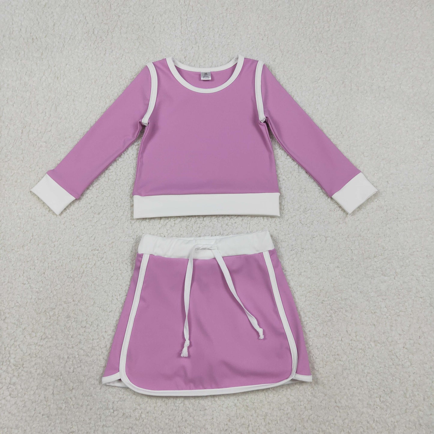 RTS Baby Girls Kids Purple Long Sleeve Shirt Skirts Shorts Yoga Clothes Set