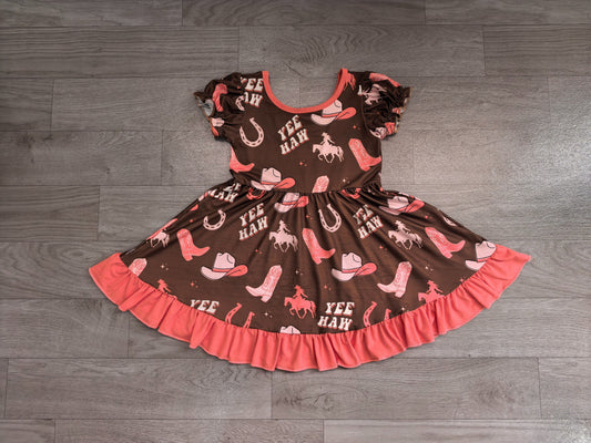 Moq 5 Preorder Baby Girls Kids Short Sleeves Western Boots Hats Dress Clothes