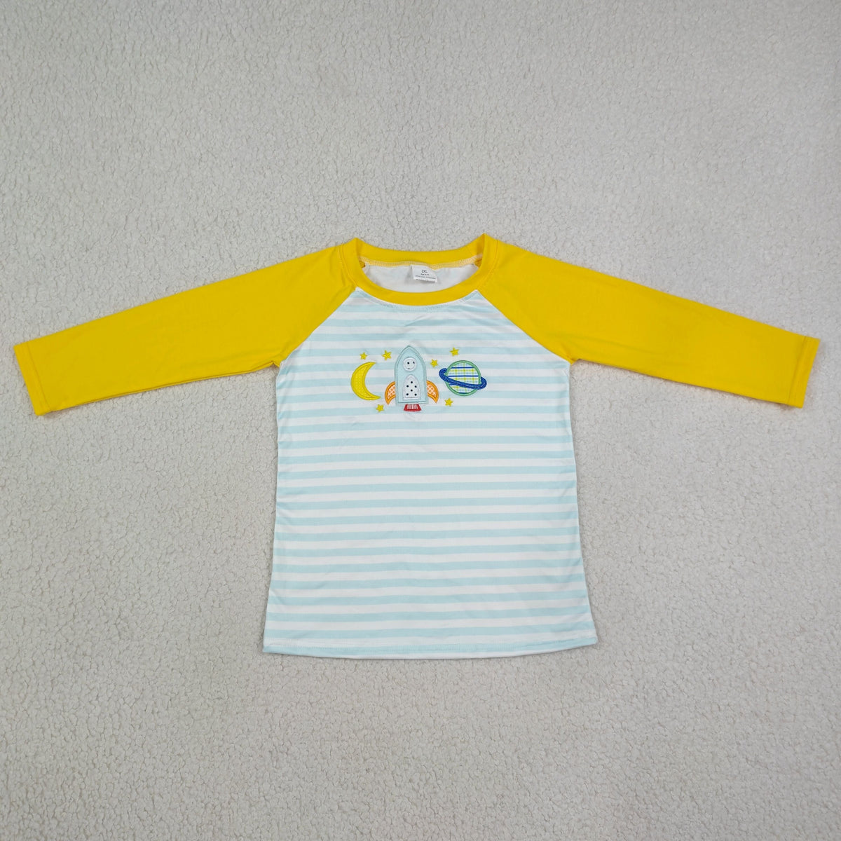 Sibling Baby Boys Kids Embroidery Space Rocket Stripes Romper Shirt Set Clothes