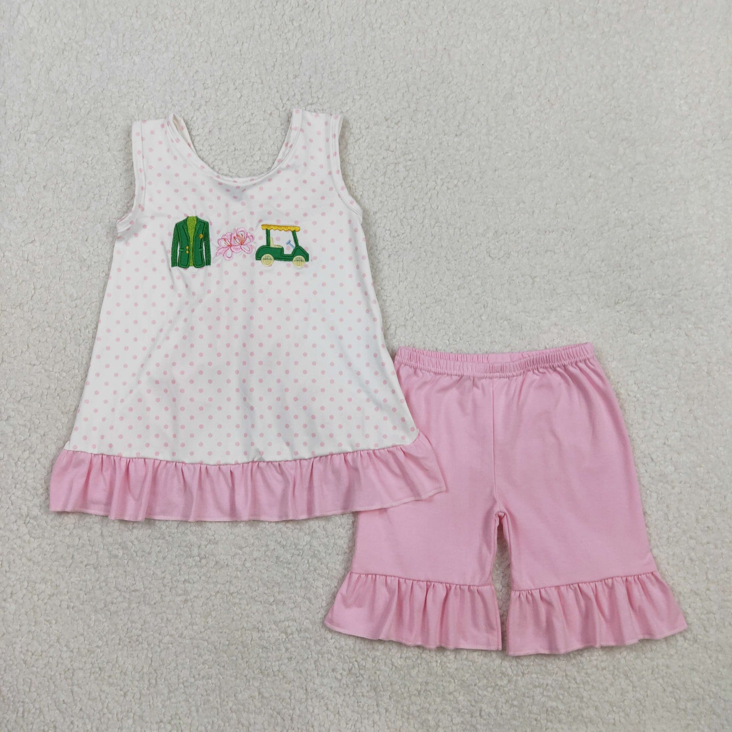 RTS Baby Boys Kids Blue Short Sleeves Embroidery Golf Shirt Stripes Shorts Clothes Set